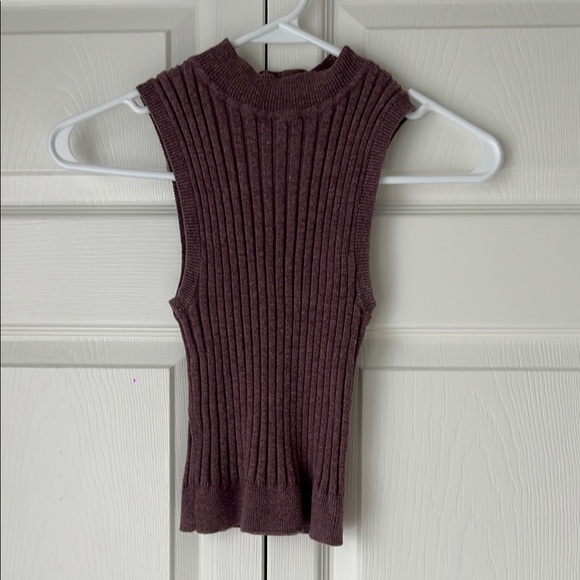 Garage Ribbed Knit Tank Top - Burgundy - Picture 1 of 3